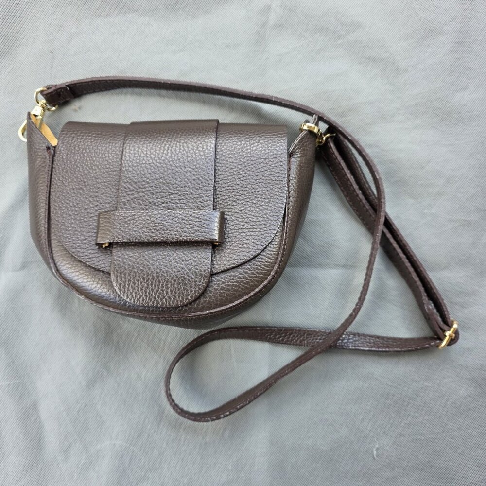 Liliana Small Chocolate Brown Leather Cross-body Bag w/ Flap Made In ITALY